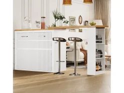 Mesa de bar extensível móvel - 137-215 x 39 x 102,3 cm - com 1 gaveta + 2 portas - MDF - branco