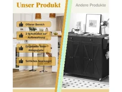 Mesa de bar extensível móvel - 137-215 x 39 x 102,3 cm - com 1 gaveta + 2 portas - MDF - branco