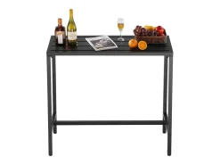Mesa de Bar SucceBuy Alta Exterior, 100 x 37,5 cm, Mesa de Jantar Retangular, com Tampo Impermeável, Estrutura de Metal Resistente, Mobiliário de Jardim