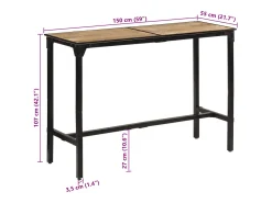 Mesa de bar 150x55x107 cm madeira de mangueira áspera maciça