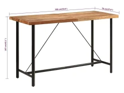 Mesa de bar 180x70x107 cm madeira de acácia maciça e ferro