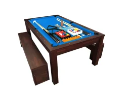 Mesa de bilhar 7 pés azul conversível en mesa com bancos – Theti