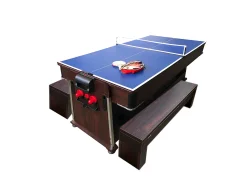 Mesa de bilhar 7 pés multijogo azul air hockey + ping pong - Stark com Bancos