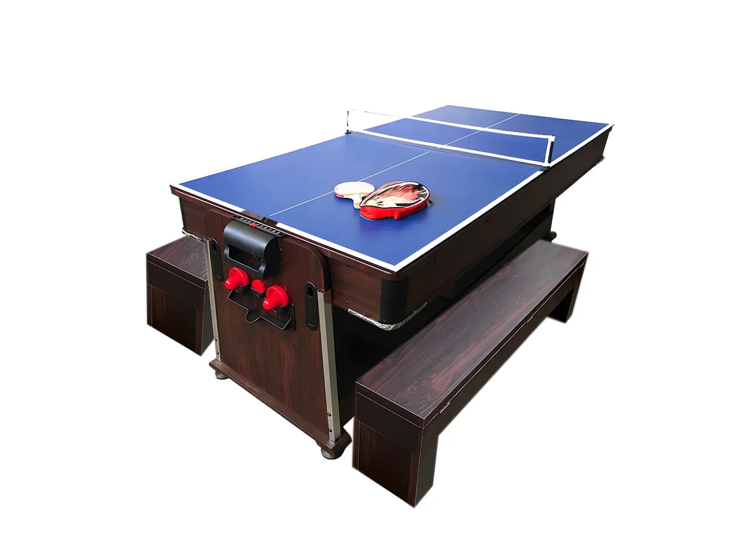 Mesa de bilhar 7 pés multijogo azul air hockey + ping pong - Stark com Bancos