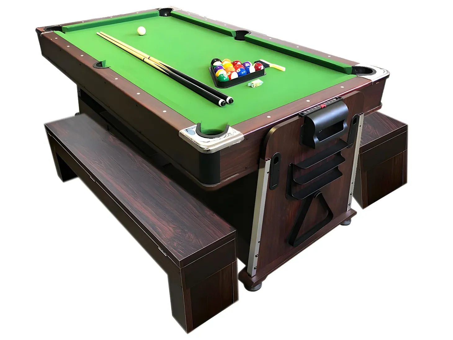 Mesa de bilhar 7 pés multijogo verde air hockey + ping pong - Stark com Bancos