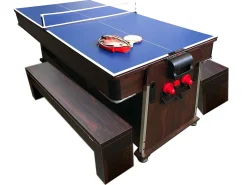 Mesa de bilhar 7 pés multijogo verde air hockey + ping pong - Stark com Bancos