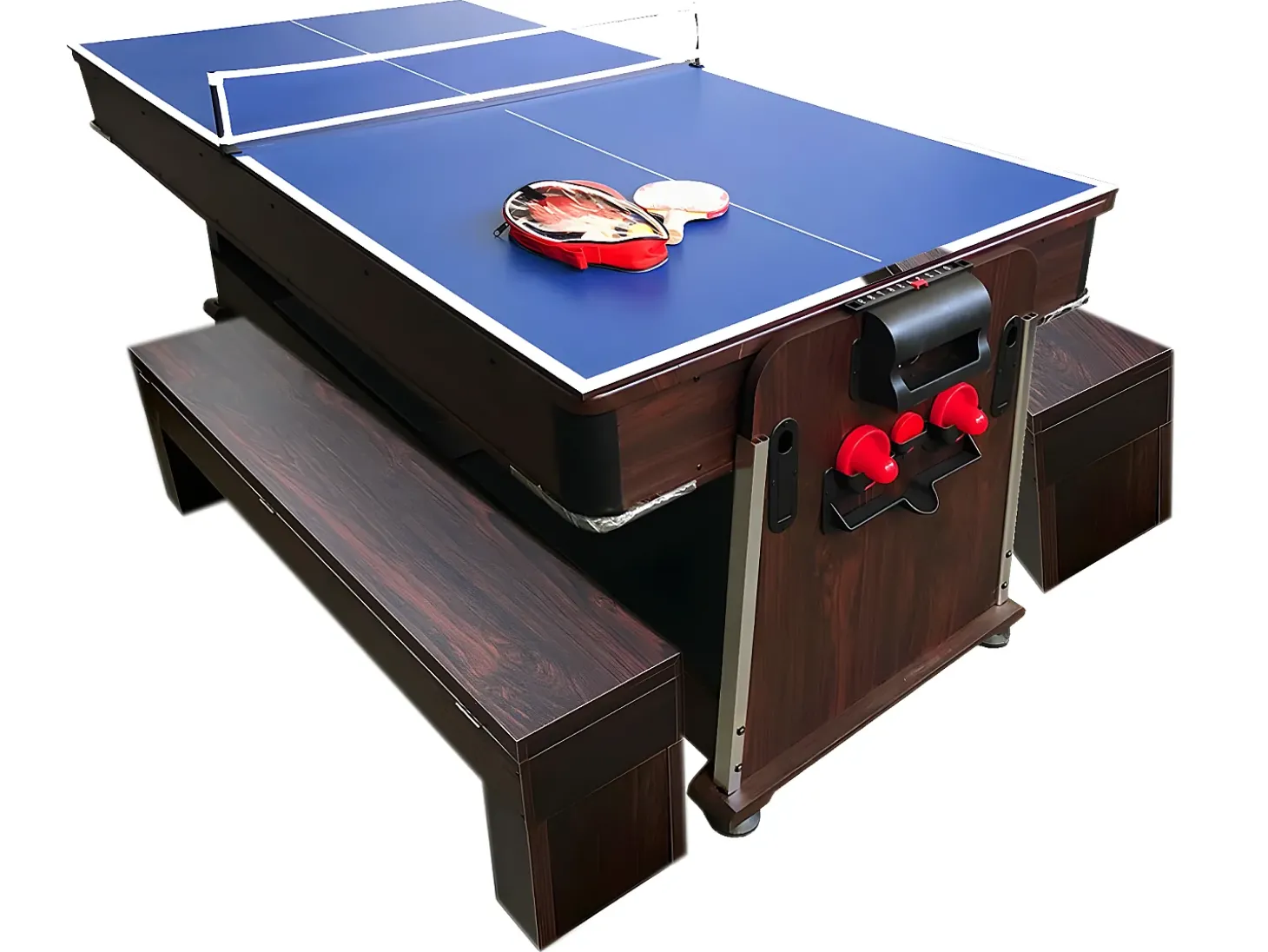 Mesa de bilhar 7 pés multijogo verde air hockey + ping pong - Stark com Bancos
