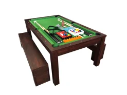 Mesa de bilhar 7 pés verde conversível en mesa com bancos – Zefiro