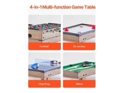 Mesa de bilhar, SucceBuy Mesa de jogo combinada de air hockey 4 em 1, 82 cm, matraquilhos, pingue-pongue, bilhar - multifuncional, compacta, para interiores
