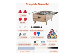 Mesa de bilhar, SucceBuy Mesa de jogo combinada de air hockey 4 em 1, 82 cm, matraquilhos, pingue-pongue, bilhar - multifuncional, compacta, para interiores