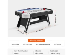 Mesa de bilhar, SucceBuy Mesa de Air Hockey de 183 cm com placar LED, discos e empurradores incluídos