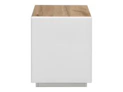 Mesa de cabeceira - 1 gaveta e 1 nicho - MDF - Lacada a branco e carvalho - AMANI