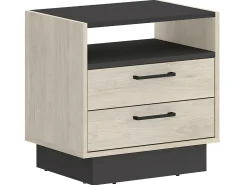 Mesa de cabeceira 2 gavetas e 1 nicho cor natural e antracite - LEANDRE