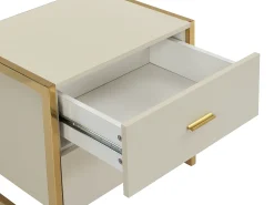 Mesa de cabeceira 2 gavetas MDF bege e dourado - OMBRELIA de Pascal Morabito