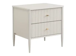 Mesa de cabeceira 2 gavetas MDF bege e dourado - CALITARO