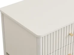 Mesa de cabeceira 2 gavetas MDF bege e dourado - CALITARO