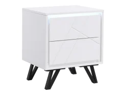 Mesa de cabeceira 2 gavetas com LEDs em MDF lacado a branco SALIANO