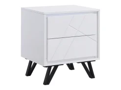 Mesa de cabeceira 2 gavetas com LEDs em MDF lacado a branco SALIANO