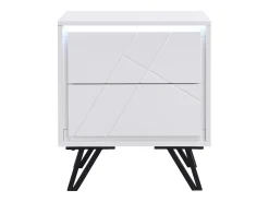 Mesa de cabeceira 2 gavetas com LEDs em MDF lacado a branco SALIANO