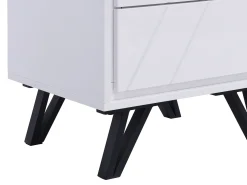 Mesa de cabeceira 2 gavetas com LEDs em MDF lacado a branco SALIANO