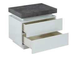 Mesa de cabeceira 2 gavetas em MDF lacado branco e cinza cimento - HALO II