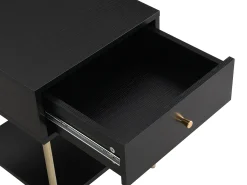 Mesa de cabeceira 1 gaveta MDF e metal preto e dourado MILAVIA