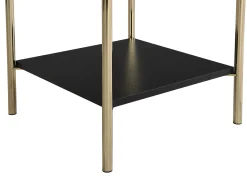 Mesa de cabeceira 1 gaveta MDF e metal preto e dourado MILAVIA