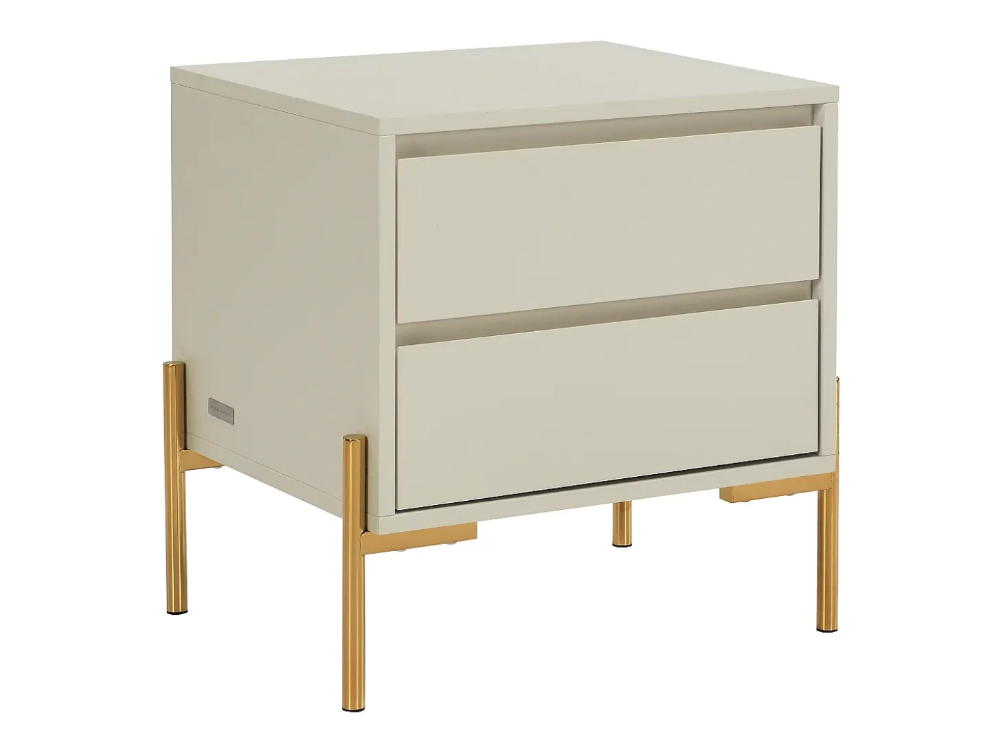 Mesa de cabeceira 2 gavetas MDF e metal bege e dourado - KORASA de Pascal Morabito
