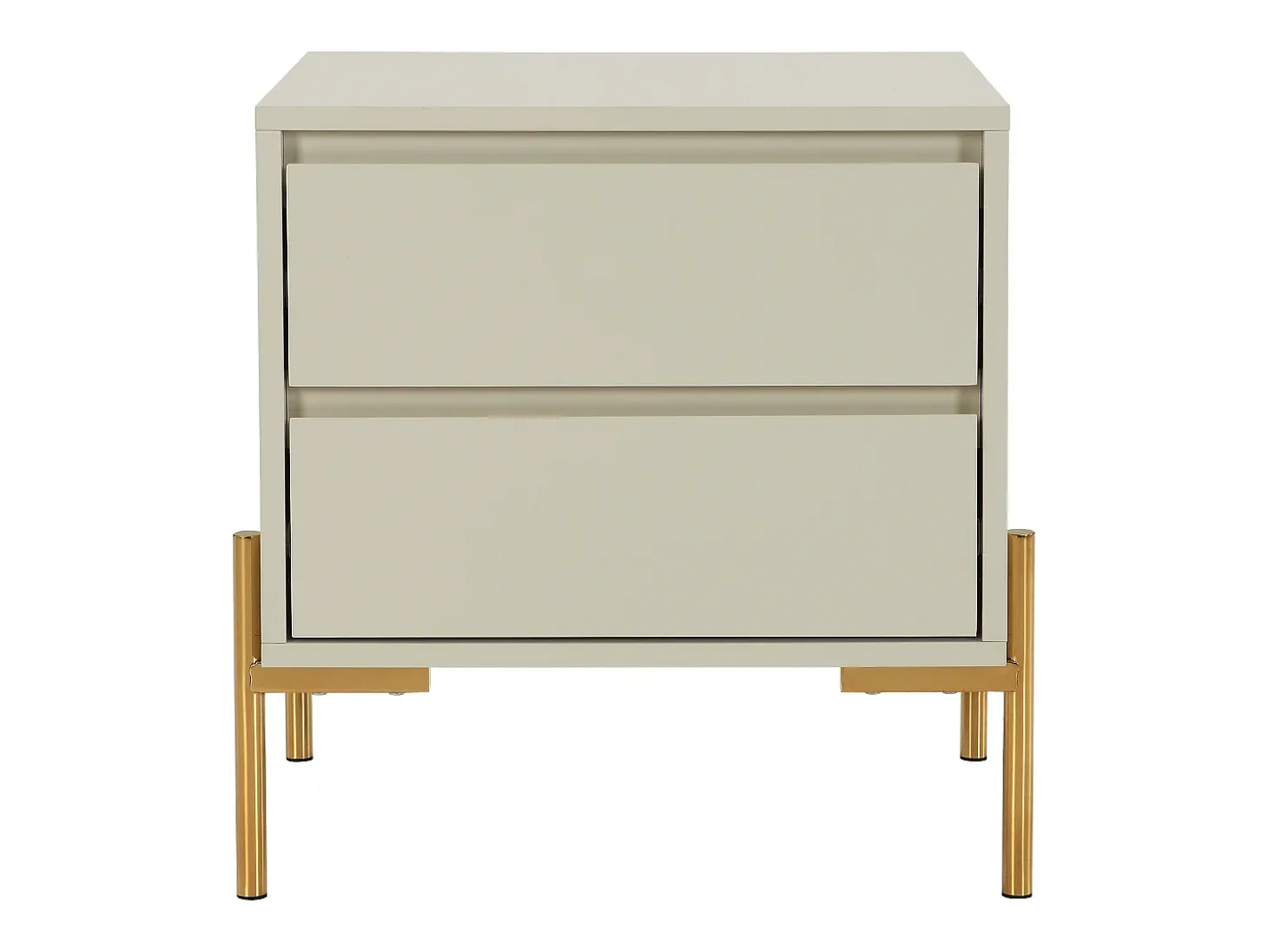 Mesa de cabeceira 2 gavetas MDF e metal bege e dourado - KORASA de Pascal Morabito