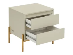 Mesa de cabeceira 2 gavetas MDF e metal bege e dourado - KORASA de Pascal Morabito