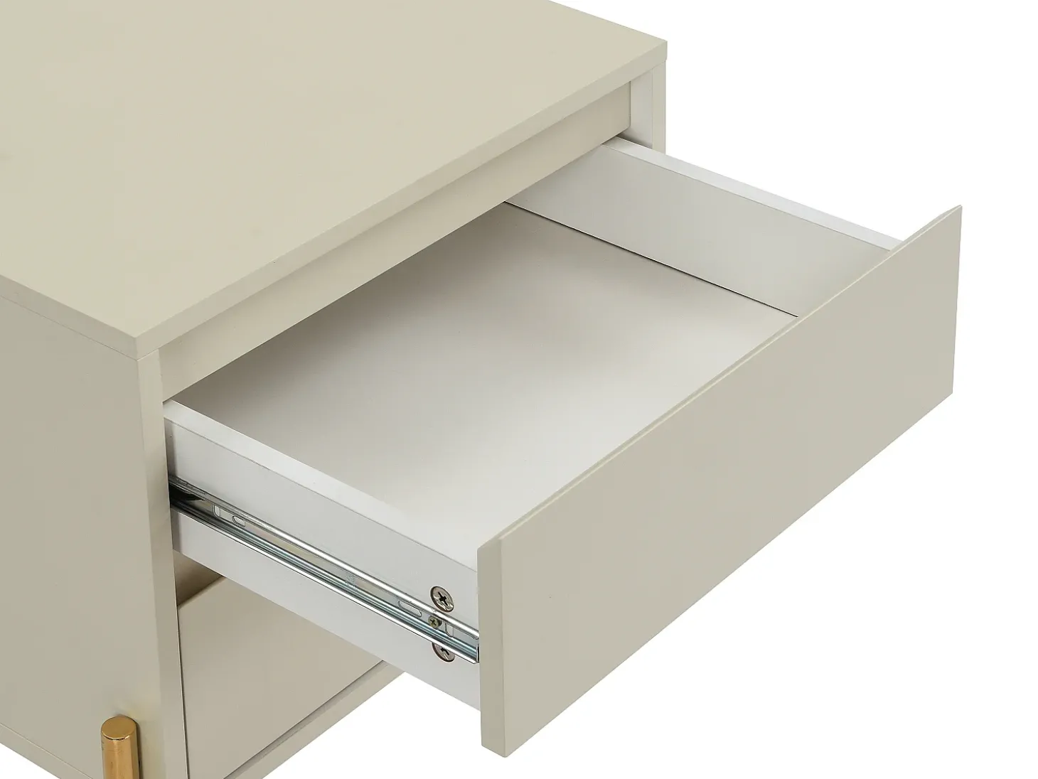 Mesa de cabeceira 2 gavetas MDF e metal bege e dourado - KORASA de Pascal Morabito