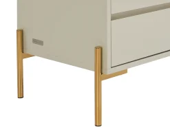 Mesa de cabeceira 2 gavetas MDF e metal bege e dourado - KORASA de Pascal Morabito