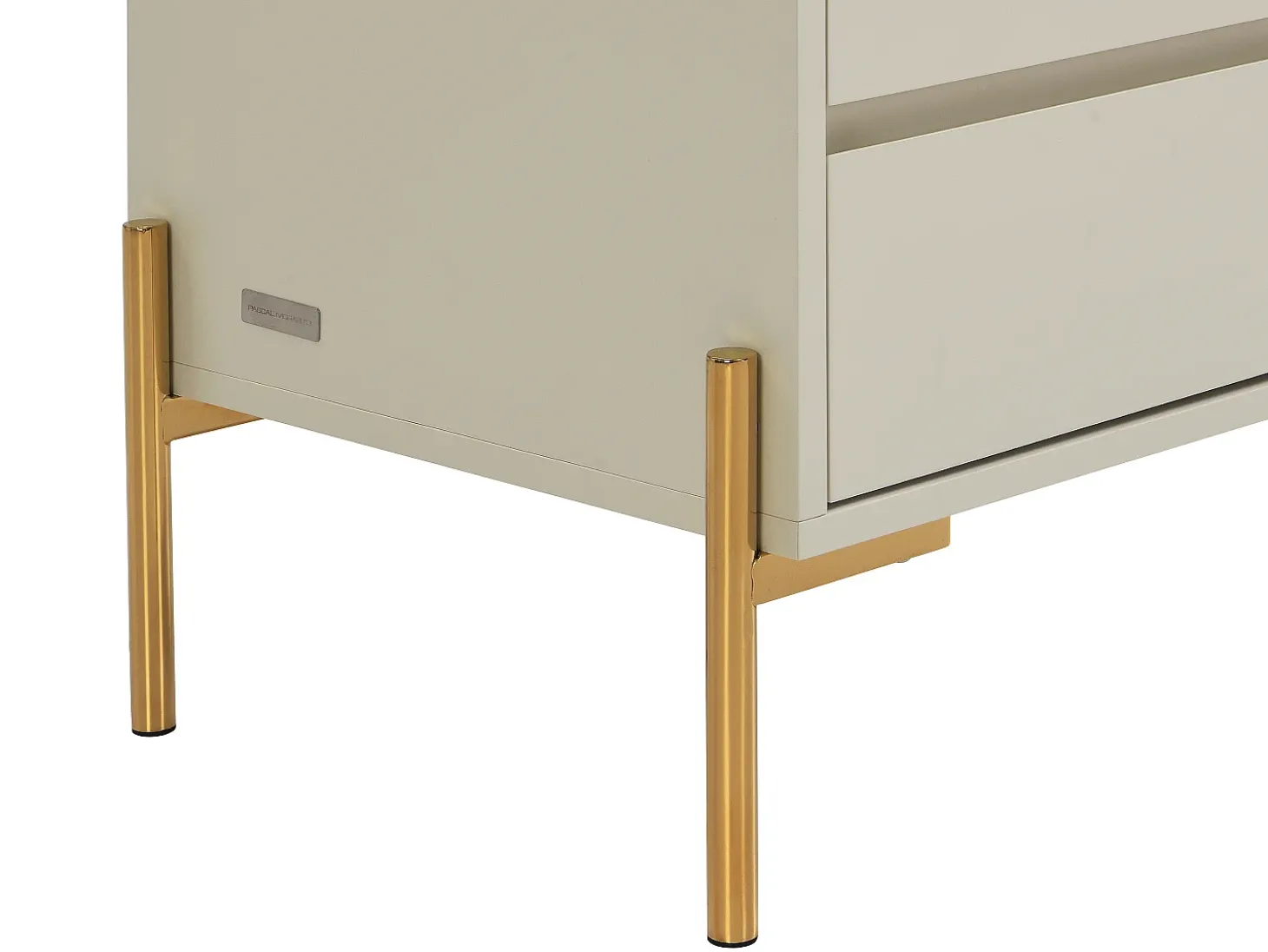 Mesa de cabeceira 2 gavetas MDF e metal bege e dourado - KORASA de Pascal Morabito