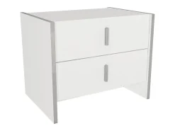 Mesa de cabeceira Art Déco com 2 gavetas, branca - CADEBA