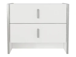 Mesa de cabeceira Art Déco com 2 gavetas, branca - CADEBA
