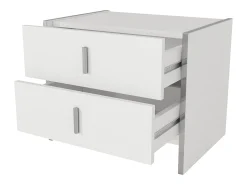 Mesa de cabeceira Art Déco com 2 gavetas, branca - CADEBA