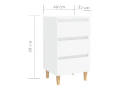Mesa de cabeceira c/ pernas em madeira maciça 40x35x69cm branco