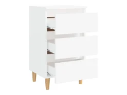 Mesa de cabeceira c/ pernas em madeira maciça 40x35x69cm branco