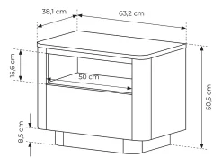 Mesa de cabeceira, carvalho cremona, 63,2 x 50,5 x 38,1 cm