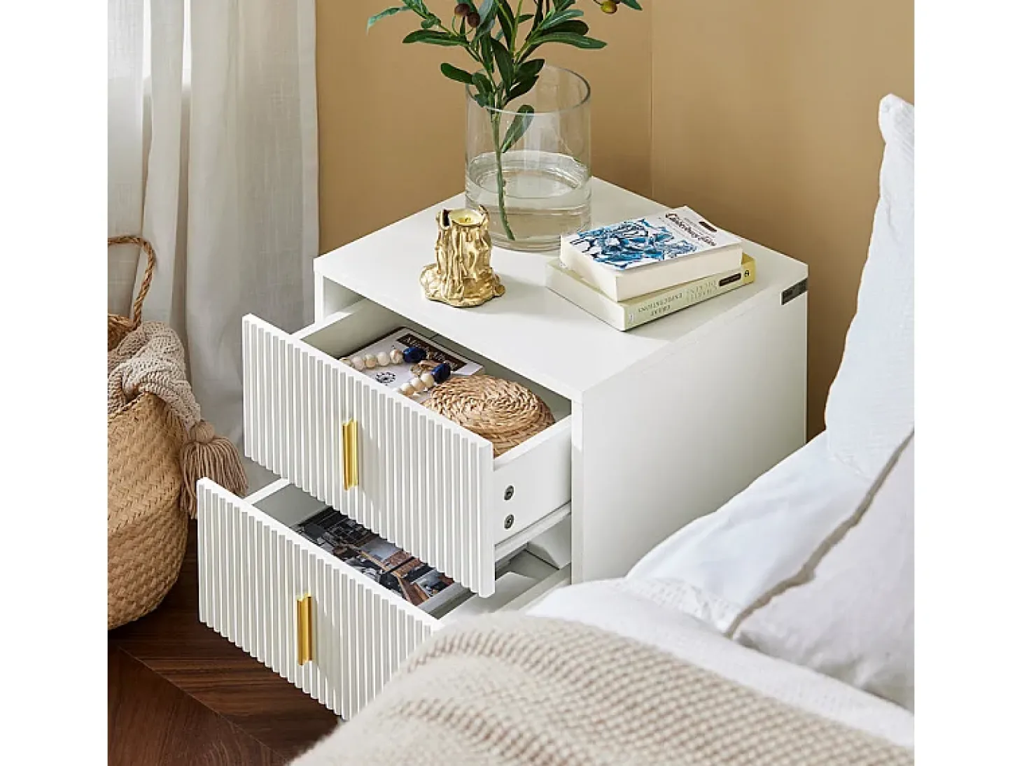 Mesa de cabeceira com 2 gavetas FBT115-W
