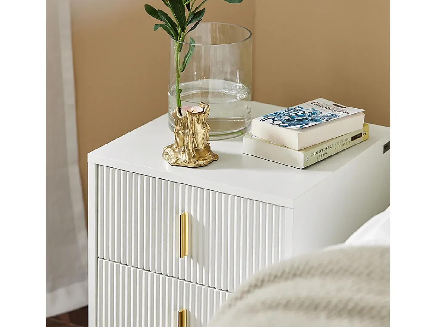 Mesa de cabeceira com 2 gavetas FBT115-W