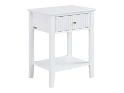 Mesa de cabeceira com 1 gaveta e 1 prateleira em MDF branco - NIRIVA