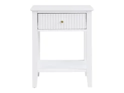 Mesa de cabeceira com 1 gaveta e 1 prateleira em MDF branco - NIRIVA