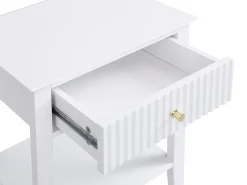 Mesa de cabeceira com 1 gaveta e 1 prateleira em MDF branco - NIRIVA