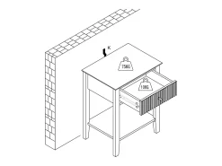 Mesa de cabeceira com 1 gaveta e 1 prateleira em MDF branco - NIRIVA