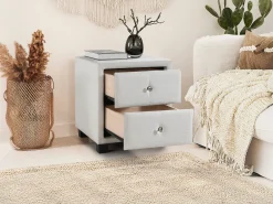 Mesa de cabeceira com 2 gavetas tecido marfim - PICHONIA