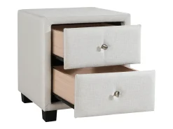 Mesa de cabeceira com 2 gavetas tecido marfim - PICHONIA