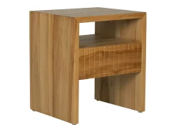 Mesa de cabeceira com 1 gaveta e 1 nicho em madeira de teca cor natural - REVUKA
