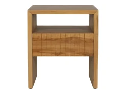 Mesa de cabeceira com 1 gaveta e 1 nicho em madeira de teca cor natural - REVUKA