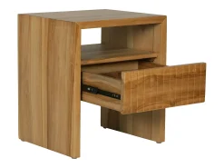 Mesa de cabeceira com 1 gaveta e 1 nicho em madeira de teca cor natural - REVUKA